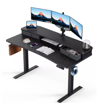 55″ x 26″ Electric Standing Desk with 2 Drawers, C-Clamp Mount Compatible, Height Adjustable Computer Desk
