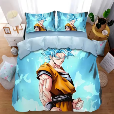 Anime Dragon-Ball Bedding Set,Goku Duvet Cover,Duvet Comforter Quilt Cover Set Super Saiyan Bedding Set For Adult Kids Children