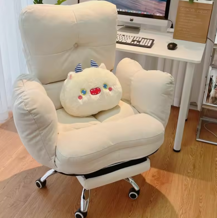 Cute Lazy Gaming Chair Recliner Bedroom Comfy Swivel White Rolling Accent Computer Chair Ergonomic Silla De Oficina Furniture
