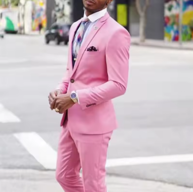 2025 Hot Pink Suits for Men Blazer Pants Design Slim Fit Skinny Casual Wedding Male Suit 2 Piece (Jacket+Pants) traje de novio