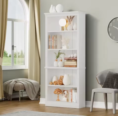 5-Shelf Bookcase, Wooden Standing Rack Book Storage Shelves Furniture Selection for Living Room, Bedroom, Home Office