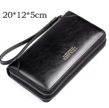 Men Long PU Leather Wallet Double Zipper Coin Pocket Male Purse Casual Business Card Holder Vintage Large Wallet Male Clutch Bag