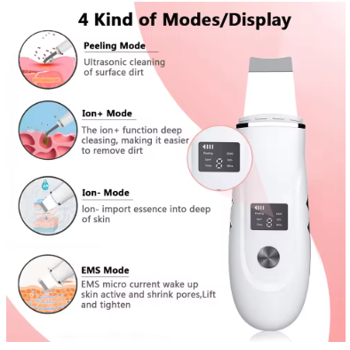Ultrasonic Face Scrubber Facial Peeling Skin Scrubber Deep Facial Cleaning Spatula Acne Pore Ultrasonic Scrubber Facial Cleanser