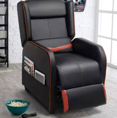 Gaming Recliner Chair, Leather Home Theater Seating Video Game Chairs for Living Room Ergonomic Racing Style Single Gamer Sofa