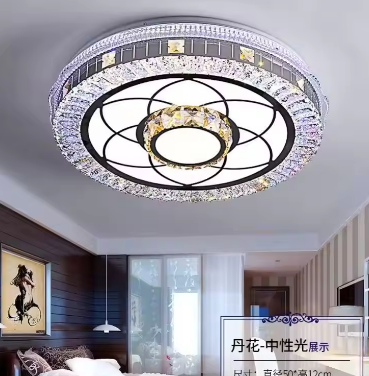 Silver Crystal LED Chips Crystal Lamp Lighting Fixture LED Circle Light Diameter 500mm Pendant in Bedroom Living Room