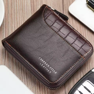 Leather Men's Wallet Luxury Mens Purse Male Zipper Card Holders with Coin Pocket Rfid Wallets Gifts for Men Money Bag